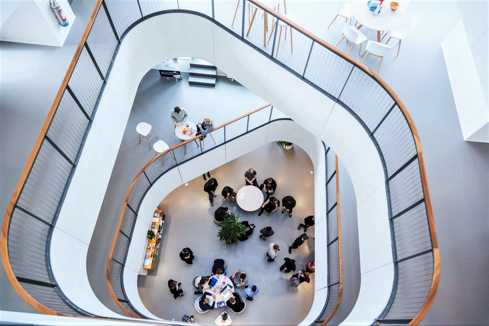 Birds eye view of a staircase. 