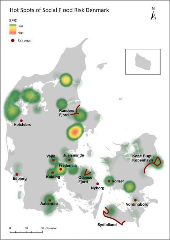 Hot spots of social flood risk in Denmark