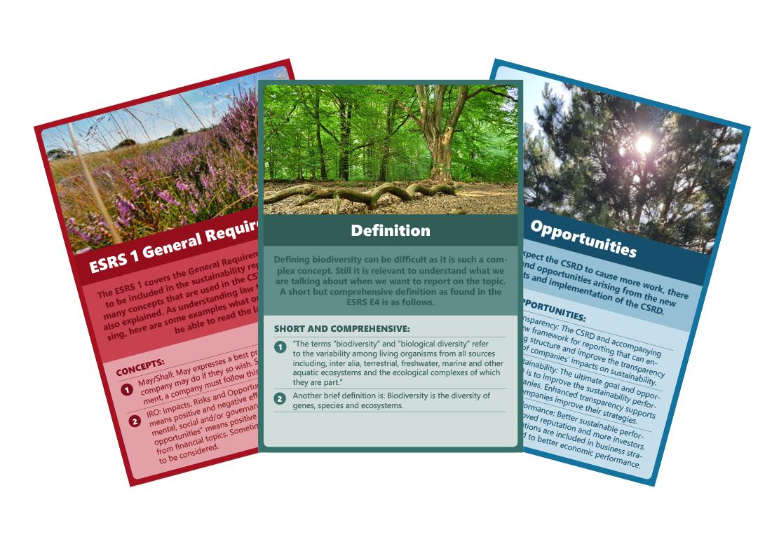 Dialogue cards for biodiversity reporting
